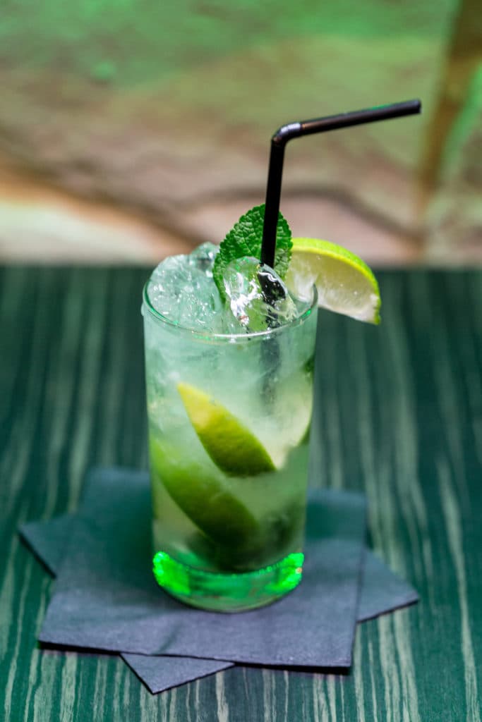 Mojito with mint and lime at the bar