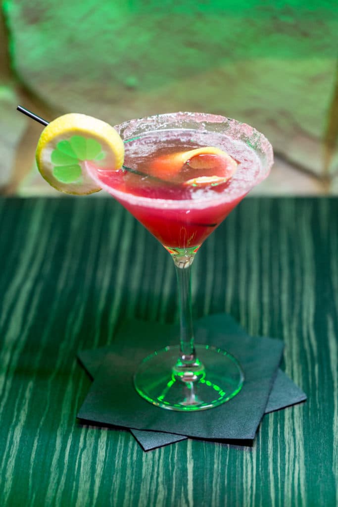Pink cocktail in a martini glass